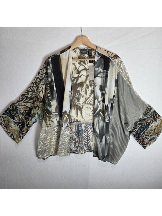Chico's Tops - Chico's Travelers Duster 2 Large Sheer Boho Safari Lotus Mix Patchwork Kimono